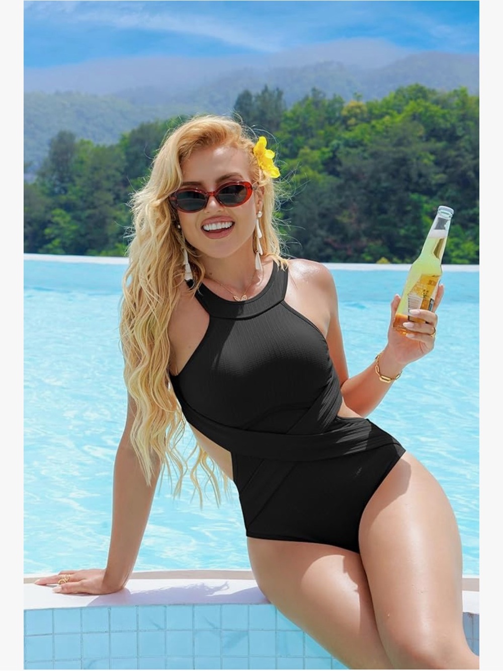 Tummy Control Black Cut-out One-Piece Women’s Swimsuit Bathing suit - Picture 4 of 4